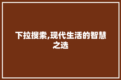 下拉搜索,现代生活的智慧之选