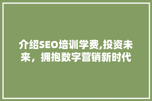介绍SEO培训学费,投资未来，拥抱数字营销新时代 百度SEO