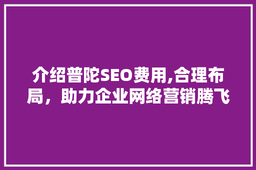 介绍普陀SEO费用,合理布局，助力企业网络营销腾飞