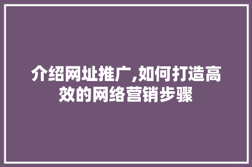介绍网址推广,如何打造高效的网络营销步骤 网站建设公司