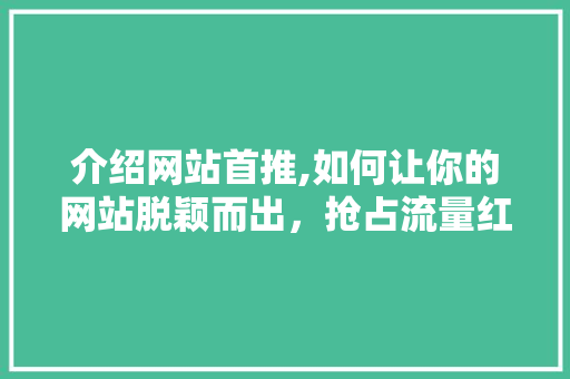 介绍网站首推,如何让你的网站脱颖而出，抢占流量红利