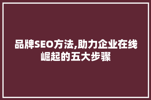 品牌SEO方法,助力企业在线崛起的五大步骤