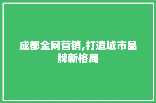 成都全网营销,打造城市品牌新格局