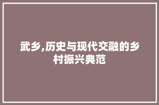 武乡,历史与现代交融的乡村振兴典范