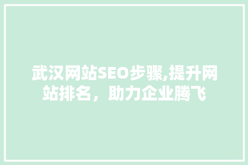 武汉网站SEO步骤,提升网站排名，助力企业腾飞