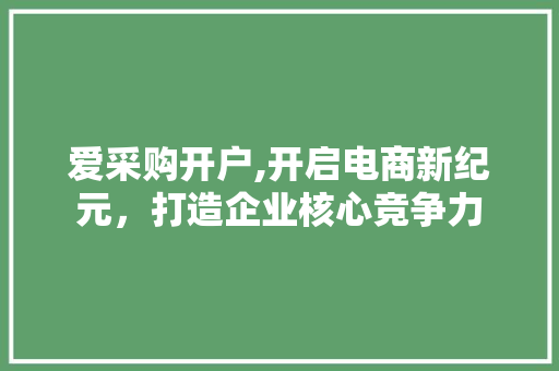 爱采购开户,开启电商新纪元，打造企业核心竞争力
