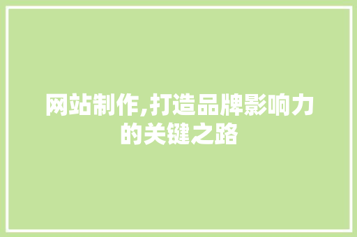 网站制作,打造品牌影响力的关键之路