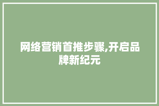 网络营销首推步骤,开启品牌新纪元