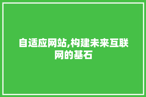 自适应网站,构建未来互联网的基石