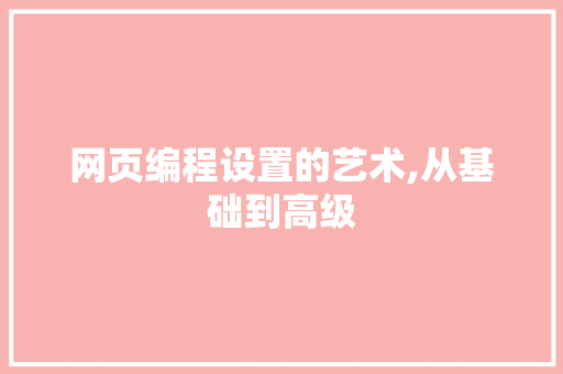 网页编程设置的艺术,从基础到高级