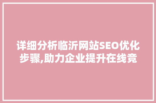 详细分析临沂网站SEO优化步骤,助力企业提升在线竞争力