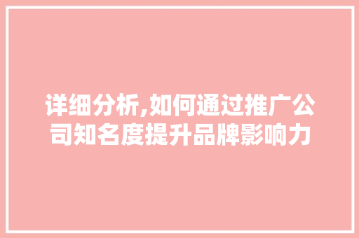详细分析,如何通过推广公司知名度提升品牌影响力