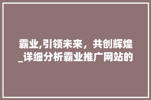 霸业,引领未来，共创辉煌_详细分析霸业推广网站的