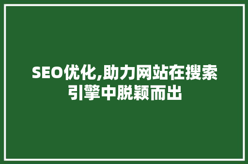 SEO优化,助力网站在搜索引擎中脱颖而出