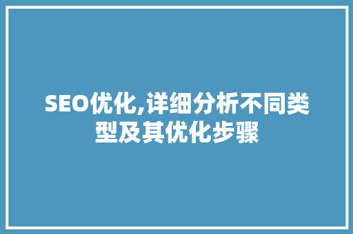 SEO优化,详细分析不同类型及其优化步骤