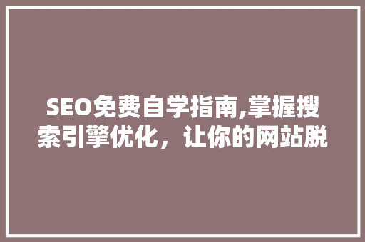 SEO免费自学指南,掌握搜索引擎优化，让你的网站脱颖而出 百度SEO