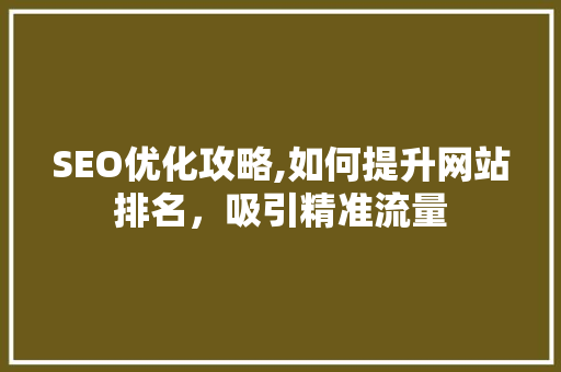 SEO优化攻略,如何提升网站排名，吸引精准流量