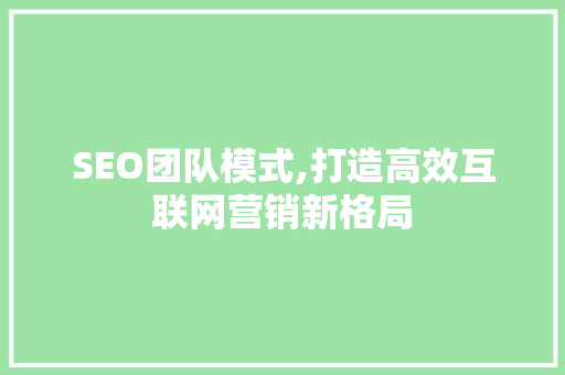 SEO团队模式,打造高效互联网营销新格局