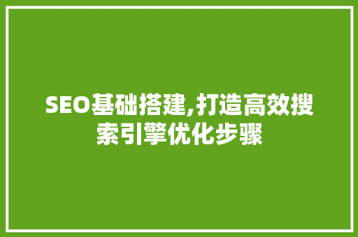 SEO基础搭建,打造高效搜索引擎优化步骤 网站建设公司