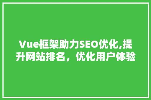 Vue框架助力SEO优化,提升网站排名，优化用户体验 SEO关键词