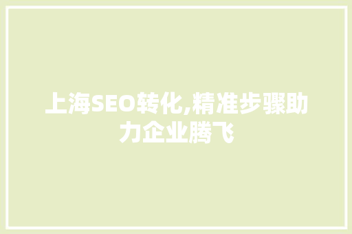 上海SEO转化,精准步骤助力企业腾飞 SEO关键词