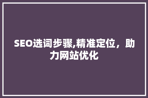 SEO选词步骤,精准定位，助力网站优化 SEO关键词