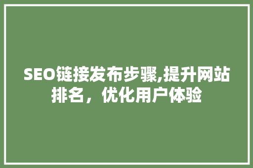 SEO链接发布步骤,提升网站排名，优化用户体验 SEO关键词