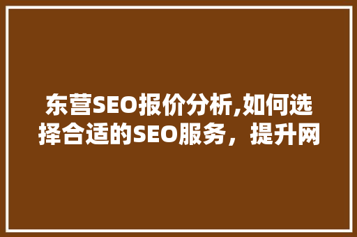 东营SEO报价分析,如何选择合适的SEO服务，提升网站排名