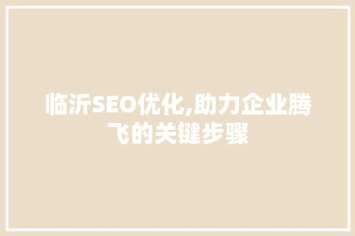 临沂SEO优化,助力企业腾飞的关键步骤