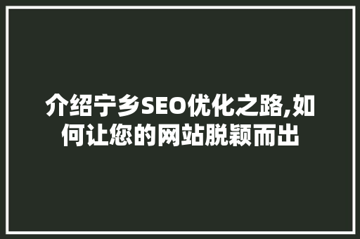 介绍宁乡SEO优化之路,如何让您的网站脱颖而出