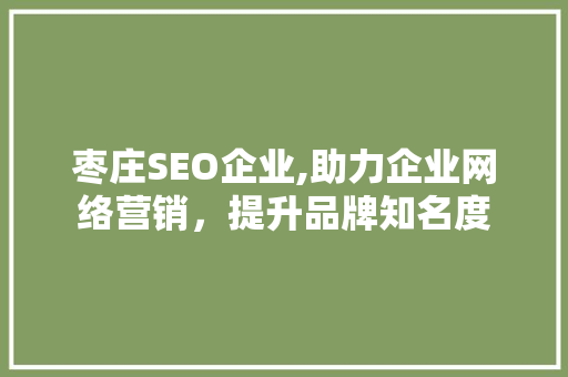 枣庄SEO企业,助力企业网络营销，提升品牌知名度
