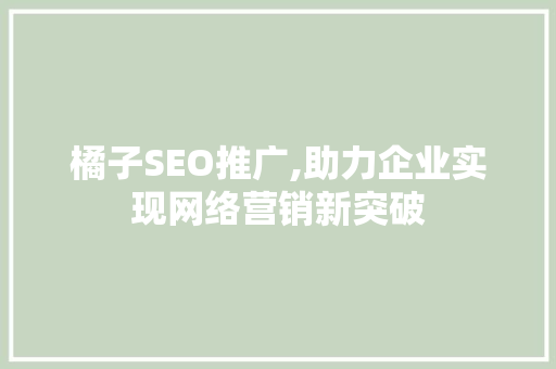 橘子SEO推广,助力企业实现网络营销新突破 神马SEO