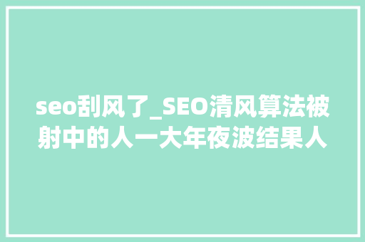 seo刮风了_SEO清风算法被射中的人一大年夜波结果人家还没起风呢 seo刮风了_SEO清风算法被射中的人一大年夜波结果人家还没起风呢 搜狗SEO