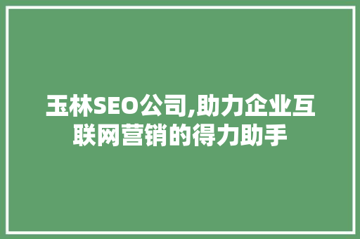 玉林SEO公司,助力企业互联网营销的得力助手 SEO关键词