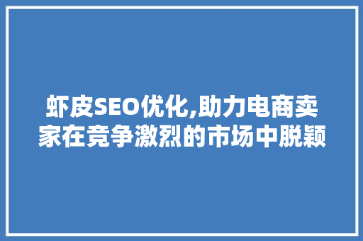 虾皮SEO优化,助力电商卖家在竞争激烈的市场中脱颖而出