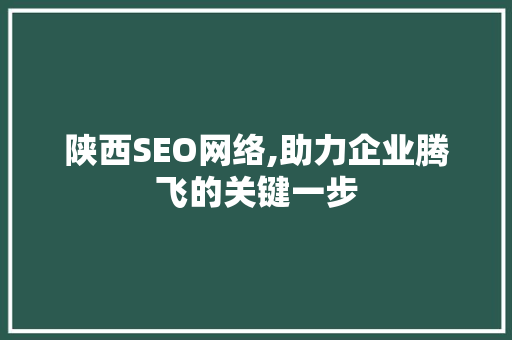 陕西SEO网络,助力企业腾飞的关键一步 SEO关键词