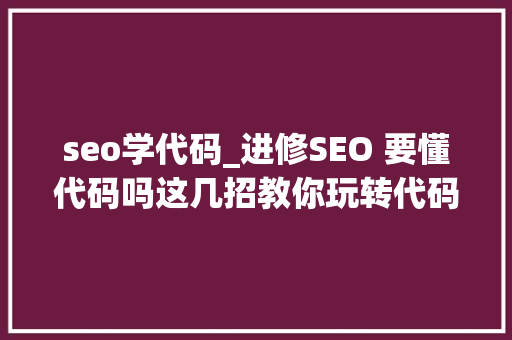 seo学代码_进修SEO 要懂代码吗这几招教你玩转代码优化 seo学代码_进修SEO 要懂代码吗这几招教你玩转代码优化 神马SEO