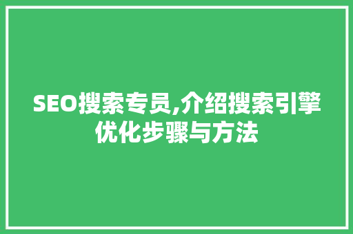 SEO搜索专员,介绍搜索引擎优化步骤与方法 百度SEO