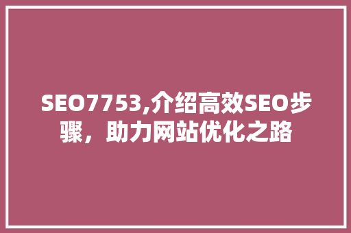 SEO7753,介绍高效SEO步骤，助力网站优化之路