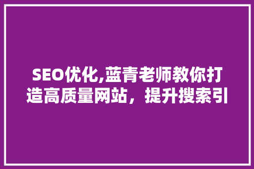 SEO优化,蓝青老师教你打造高质量网站，提升搜索引擎排名
