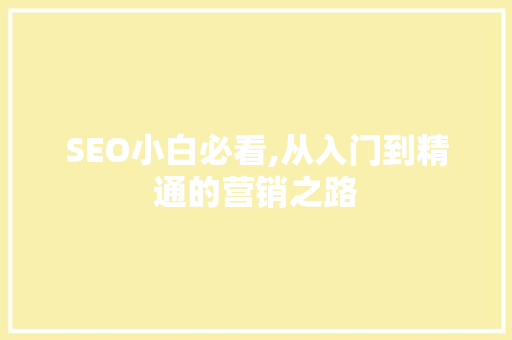 SEO小白必看,从入门到精通的营销之路
