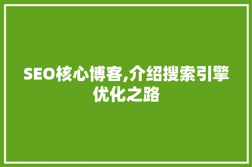 SEO核心博客,介绍搜索引擎优化之路