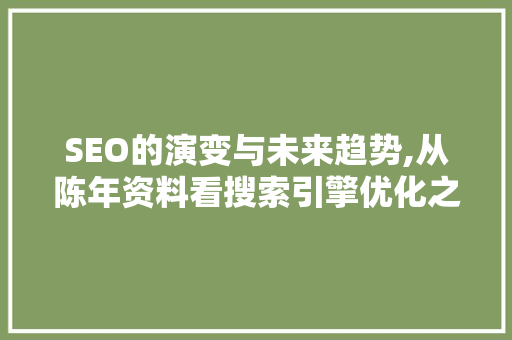 SEO的演变与未来趋势,从陈年资料看搜索引擎优化之路