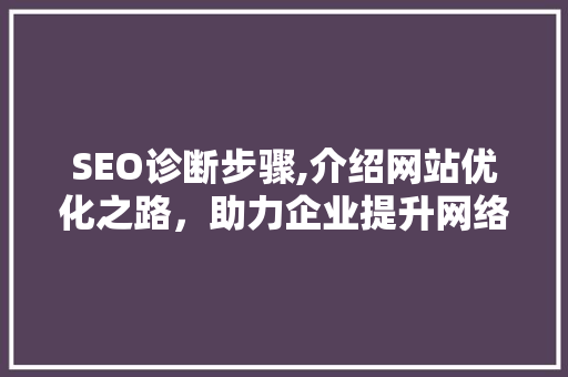 SEO诊断步骤,介绍网站优化之路，助力企业提升网络竞争力