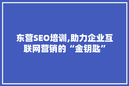东营SEO培训,助力企业互联网营销的“金钥匙”