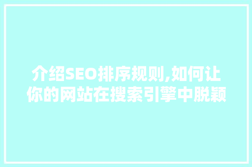 介绍SEO排序规则,如何让你的网站在搜索引擎中脱颖而出 SEO关键词