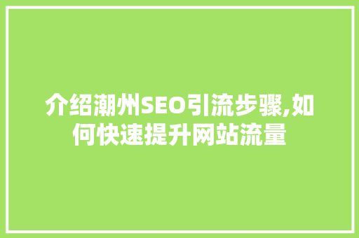 介绍潮州SEO引流步骤,如何快速提升网站流量