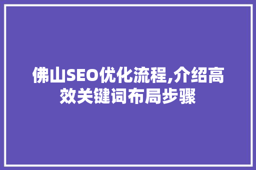 佛山SEO优化流程,介绍高效关键词布局步骤 网站建设公司