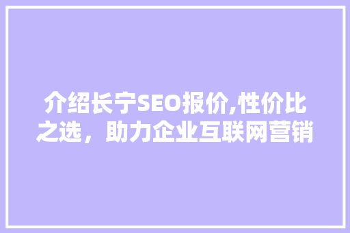 介绍长宁SEO报价,性价比之选，助力企业互联网营销 SEO关键词