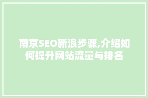 南京SEO新浪步骤,介绍如何提升网站流量与排名
